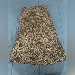 Zara Satin Effect Leopard Print Midi Skirt